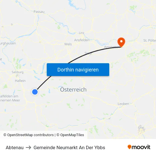 Abtenau to Gemeinde Neumarkt An Der Ybbs map