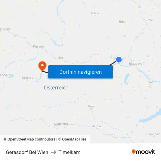 Gerasdorf Bei Wien to Timelkam map