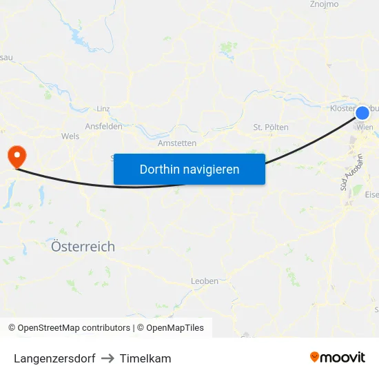 Langenzersdorf to Timelkam map