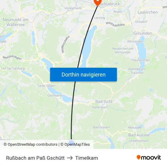 Rußbach am Paß Gschütt to Timelkam map