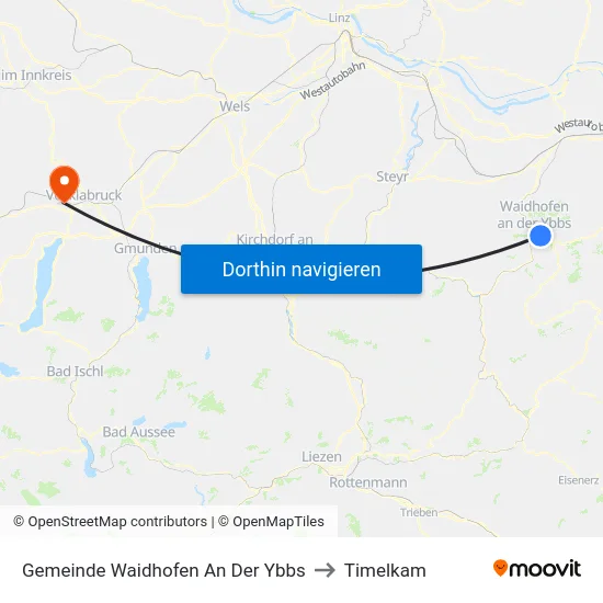 Gemeinde Waidhofen An Der Ybbs to Timelkam map