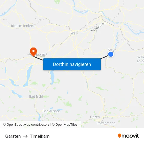 Garsten to Timelkam map