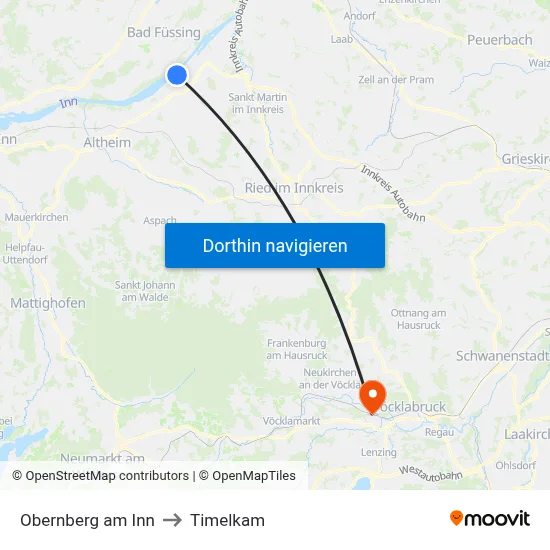Obernberg am Inn to Timelkam map