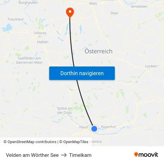 Velden am Wörther See to Timelkam map
