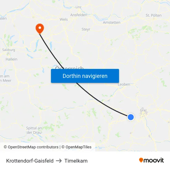 Krottendorf-Gaisfeld to Timelkam map