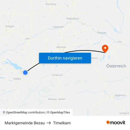Marktgemeinde Bezau to Timelkam map