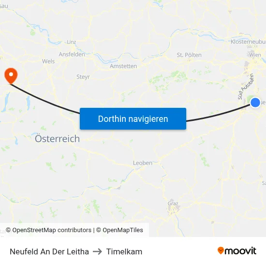 Neufeld An Der Leitha to Timelkam map