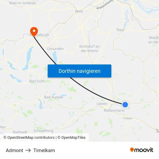 Admont to Timelkam map