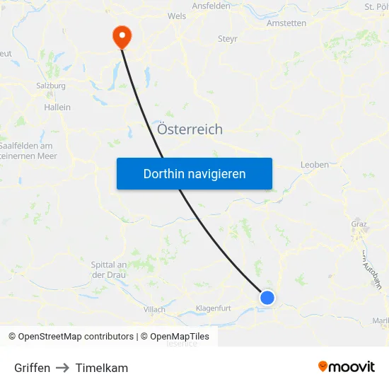 Griffen to Timelkam map
