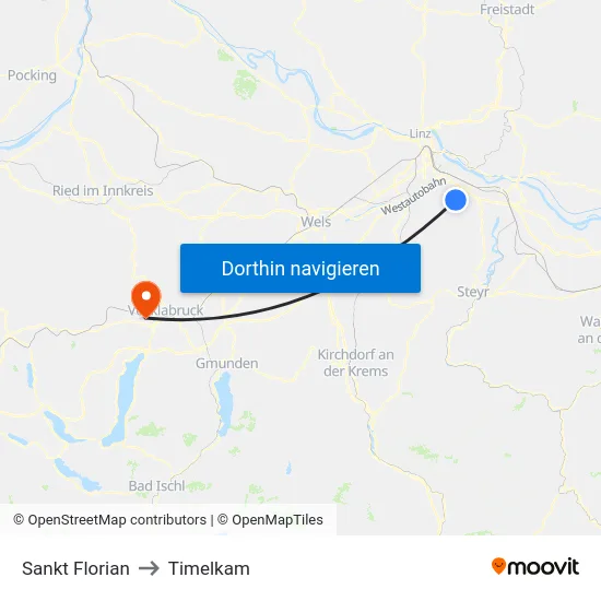 Sankt Florian to Timelkam map