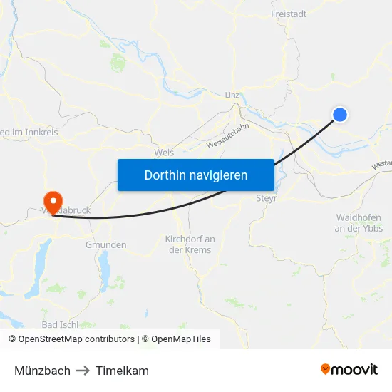 Münzbach to Timelkam map