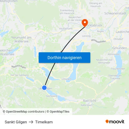 Sankt Gilgen to Timelkam map