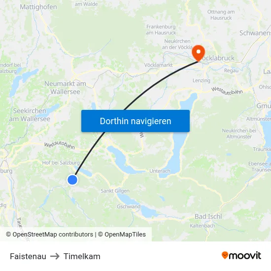 Faistenau to Timelkam map
