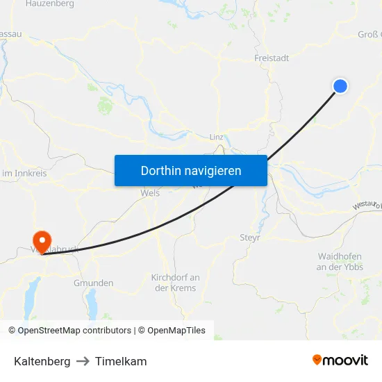Kaltenberg to Timelkam map