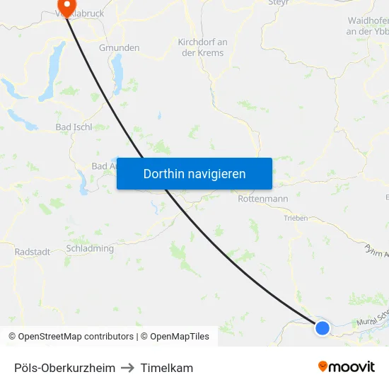 Pöls-Oberkurzheim to Timelkam map