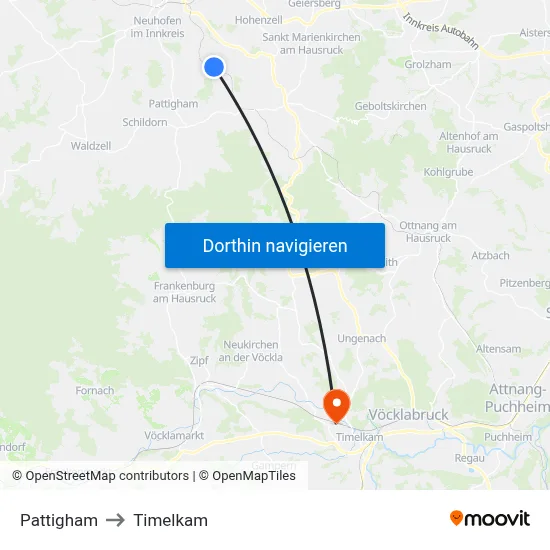 Pattigham to Timelkam map
