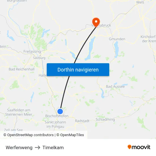 Werfenweng to Timelkam map