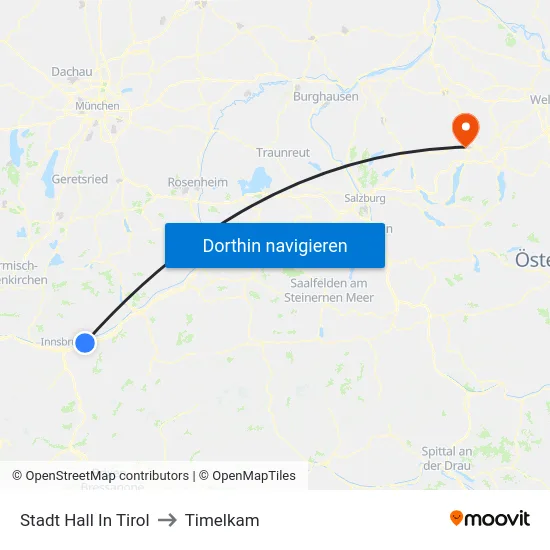Stadt Hall In Tirol to Timelkam map