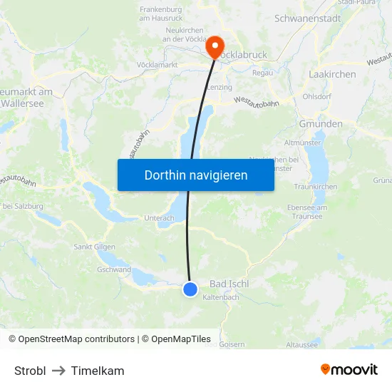 Strobl to Timelkam map