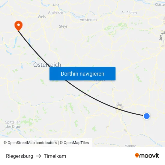 Riegersburg to Timelkam map
