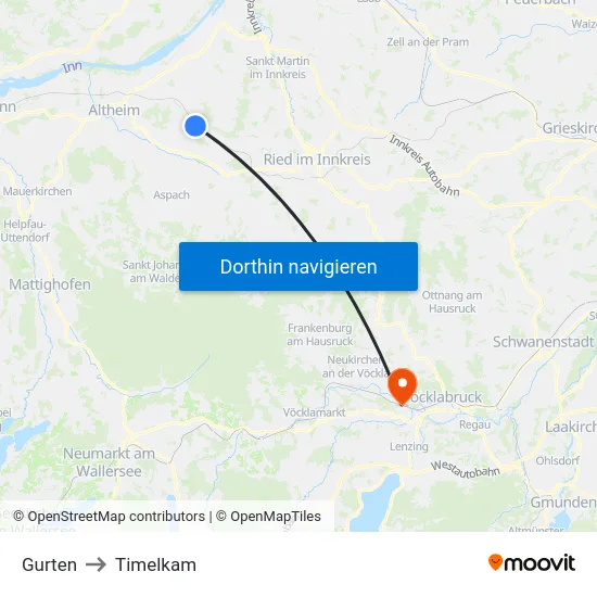 Gurten to Timelkam map