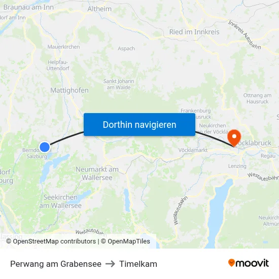 Perwang am Grabensee to Timelkam map