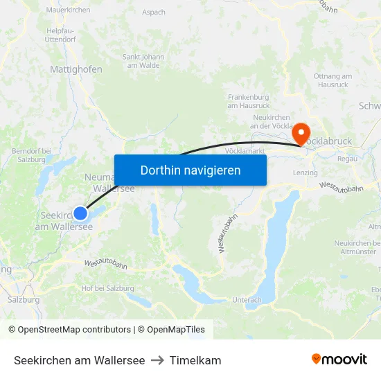 Seekirchen am Wallersee to Timelkam map