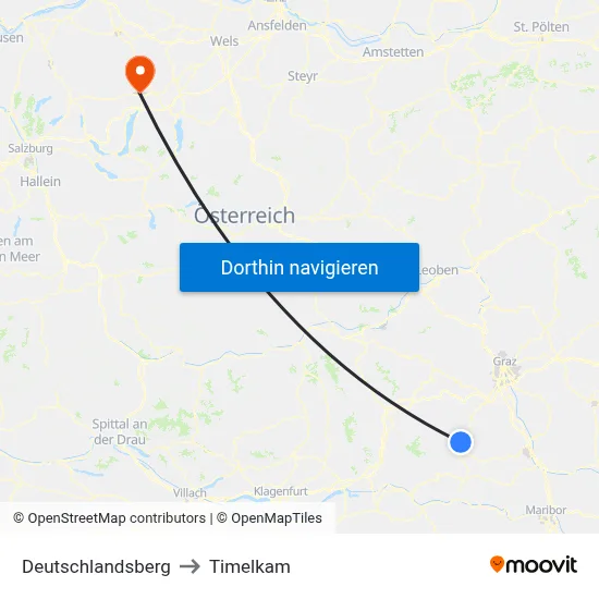 Deutschlandsberg to Timelkam map