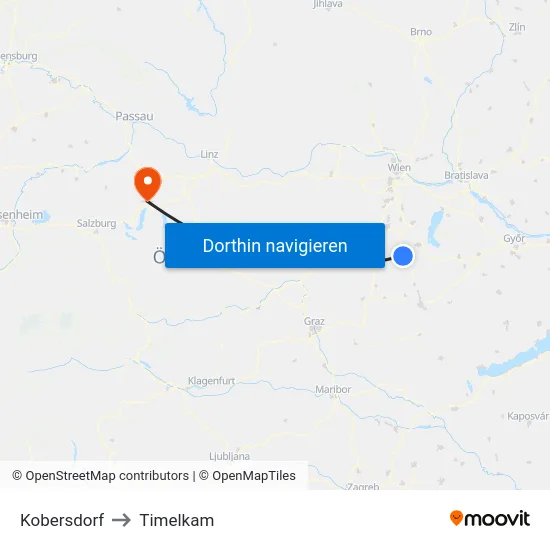 Kobersdorf to Timelkam map
