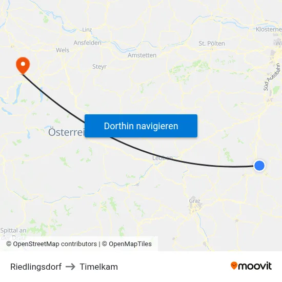Riedlingsdorf to Timelkam map