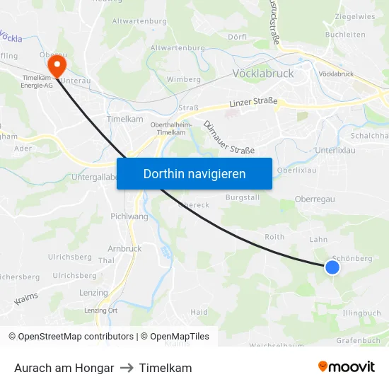 Aurach am Hongar to Timelkam map