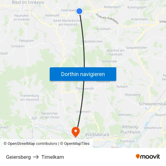 Geiersberg to Timelkam map