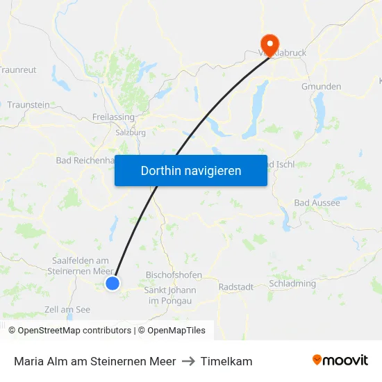 Maria Alm am Steinernen Meer to Timelkam map