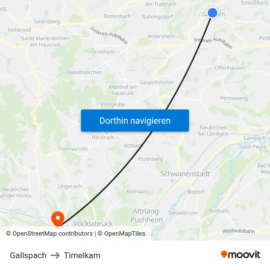 Gallspach to Timelkam map
