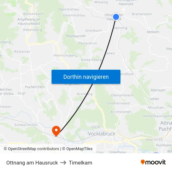 Ottnang am Hausruck to Timelkam map