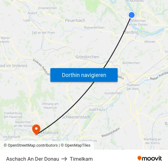 Aschach An Der Donau to Timelkam map