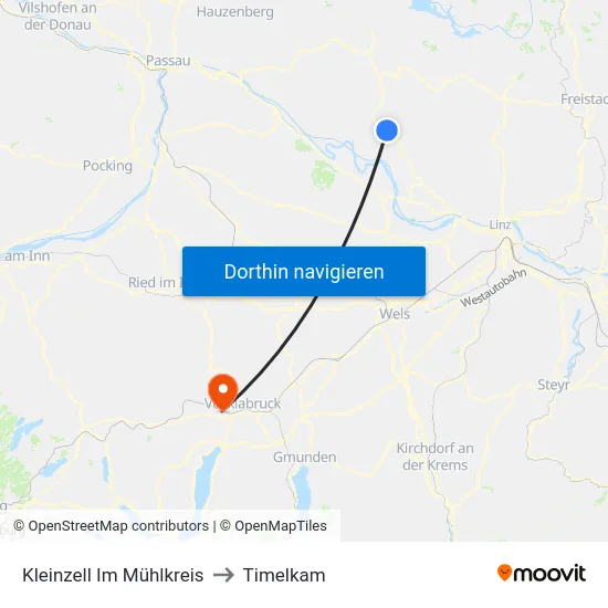 Kleinzell Im Mühlkreis to Timelkam map