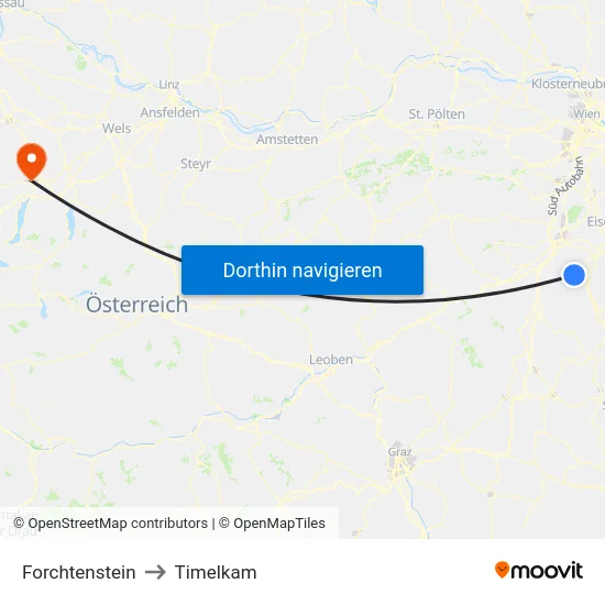 Forchtenstein to Timelkam map