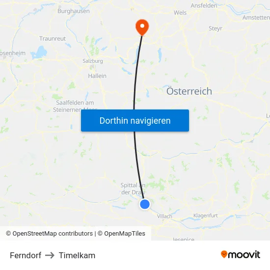 Ferndorf to Timelkam map
