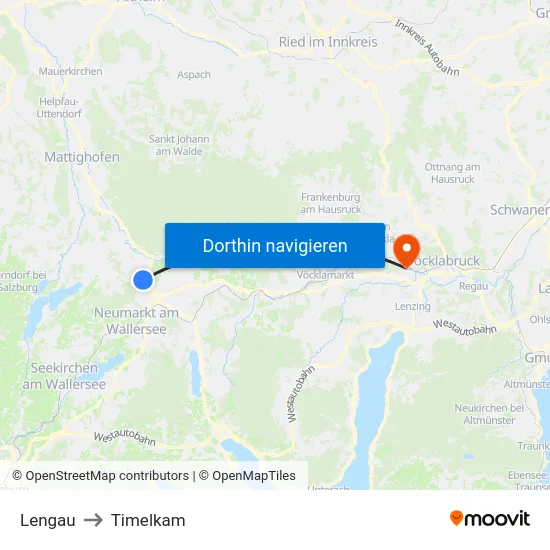 Lengau to Timelkam map