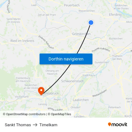 Sankt Thomas to Timelkam map