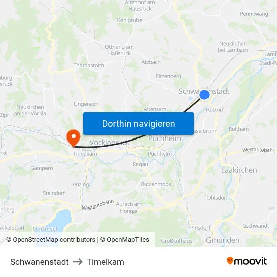 Schwanenstadt to Timelkam map