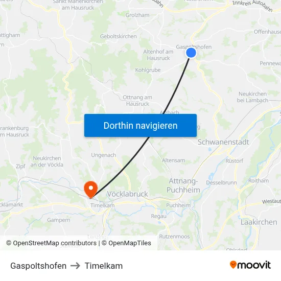 Gaspoltshofen to Timelkam map