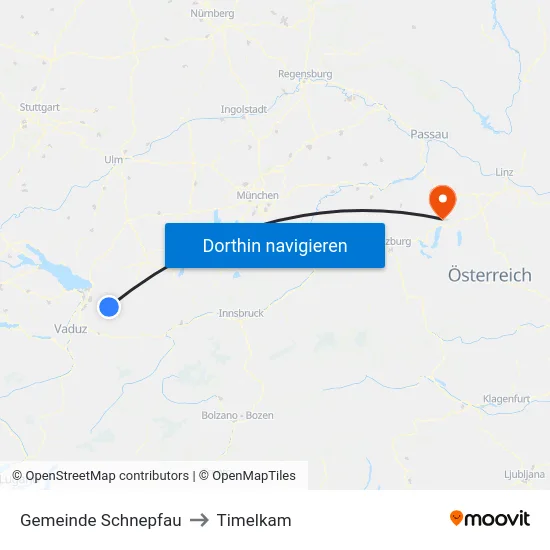 Gemeinde Schnepfau to Timelkam map