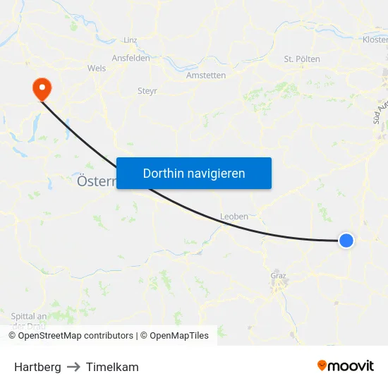 Hartberg to Timelkam map