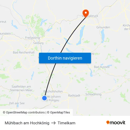 Mühlbach am Hochkönig to Timelkam map