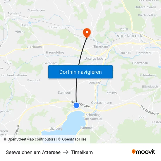 Seewalchen am Attersee to Timelkam map