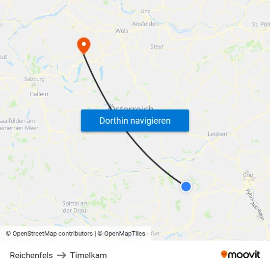 Reichenfels to Timelkam map