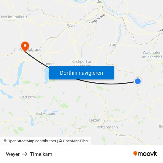 Weyer to Timelkam map