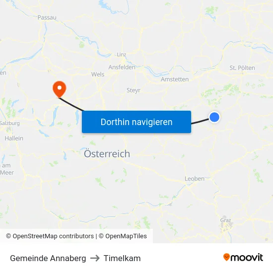 Gemeinde Annaberg to Timelkam map